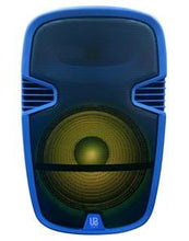 Load image into Gallery viewer, 15 inch high performance portable Bluetooth DJ speaker with stand in blue and red colors