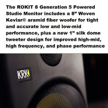 Load image into Gallery viewer, KRK RP8-G5 Rokit Generation 5 Active Studio Monitors - 8" (NEW!) with Protective Speaker Grills (SINGLE)