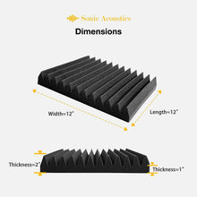 Load image into Gallery viewer, 6 Pack of Acoustic Studio Panel Foam with More Wedges 2" X 12" X 12" Sound-Proofing/Sound Absorption