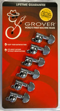 Charger l'image dans la galerie, Grover 406C6 Mini Locking Rotomatics avec bouton rond - Mécaniques pour guitare, 6 en ligne, côté basse (gauche) - Chrome