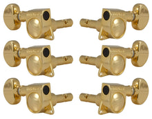 Charger l'image dans la galerie, Grover 406G Mini Locking Rotomatics avec bouton rond - Mécaniques pour guitare, 3 + 3 - Or