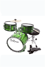 Charger l'image dans la galerie, De Rosa USA 3 piece junior kid's drum set with green birch wood shells and adjustable stool