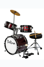 Charger l'image dans la galerie, De Rosa USA 3 piece 12-inch junior kids drum set with stool, cymbal, and sticks