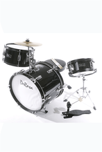 Load image into Gallery viewer, De Rosa USA 3-piece 16" junior kids drum set with black birch shells, cymbal, pedal, sticks, and stool