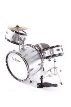 Load image into Gallery viewer, De Rosa USA 3-piece 16-inch kids junior drum set with birch wood shells, cymbal, pedals, and adjustable stool.