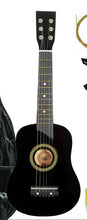 Charger l'image dans la galerie, Kids 25 toy acoustic guitar package with wood body, steel strings, and accessories including bag and pitch pipe.