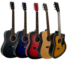 Charger l'image dans la galerie, Huntington USA full size cutaway dreadnought acoustic guitars in black, blue, red, natural, and sunburst finishes