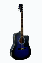 Charger l'image dans la galerie, Huntington USA Cutaway Dreadnought acoustic guitar with blue gloss finish and steel strings