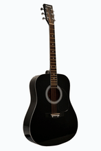 Load image into Gallery viewer, Huntington USA Dreadnought Acoustic Guitar full size black steel string guitar with gloss finish and maple fingerboard