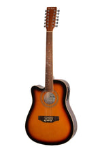 Load image into Gallery viewer, Left handed De Rosa USA 12 string acoustic electric guitar with cutaway dreadnought body and spruce top
