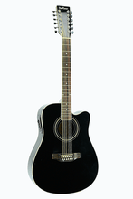 Charger l'image dans la galerie, De Rosa 12 String Cutaway Dreadnought Acoustic Electric Guitar in black with spruce top and mahogany neck