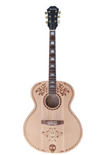 Load image into Gallery viewer, Solid Spruce Top jumbo acoustic guitar with laser etched Mexican theme design and rosewood fingerboard