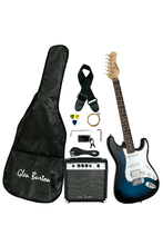 Charger l'image dans la galerie, Glen Burton USA Strat style electric guitar package with amplifier, tuner, gig bag, strap, cable, picks, and extra strings