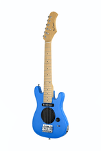 Charger l'image dans la galerie, Blue kids electric guitar with built-in speaker and maple neck by De Rosa