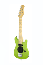 Charger l'image dans la galerie, De Rosa USA kids electric guitar with built-in speaker, green basswood body, maple neck, single coil pickup, and starter pack accessories