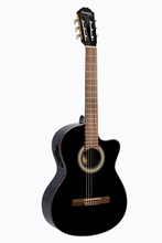 Charger l'image dans la galerie, Huntington USA black classical cutaway acoustic electric guitar with spruce top and rosewood fingerboard