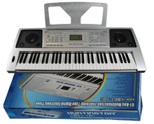 Load image into Gallery viewer, Huntington USA 61 Note Keyboard with 100 rhythms, voices, LCD display, and music rack on box