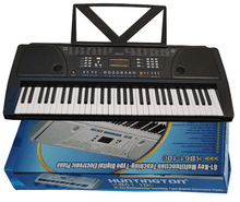 Charger l'image dans la galerie, Huntington USA 61 Key electric keyboard with music rack and AC adaptor on product box