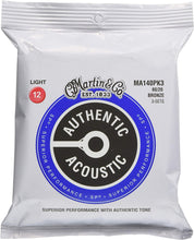 Charger l'image dans la galerie, MARTIN MA140PK3 LIGHT PACK DE 3 CORDES GUITARE AUTHENTIC ACOUSTIC SP® BRONZE PHOSPHORE