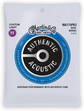 Charger l'image dans la galerie, Martin MA175PK3 Custom Light acoustic guitar strings 3-pack phosphor bronze superior performance SP