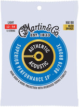 Load image into Gallery viewer, MARTIN MA190 LIGHT 12 - 54 BRONZE 80/20 12 STRING AUTHENTIC ACOUSTIC SUPERIOR PERFORMANCE SP® GUITAR STRINGS