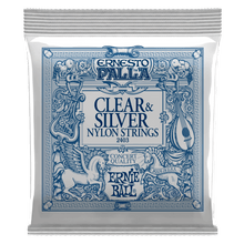 Charger l'image dans la galerie, ERNIE BALL ERNESTO PALLA 2403 CLEAR & SILVER NYLON CLASSICAL GUITAR STRINGS-(6924790923458)