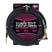 Charger l'image dans la galerie, ERNIE BALL 25' BRAIDED STRAIGHT / ANGLE INSTRUMENT CABLE - BLACK P06058-(6704907026626)