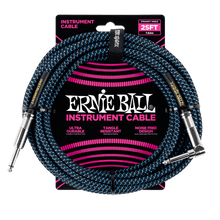 Charger l'image dans la galerie, ERNIE BALL 25' BRAIDED STRAIGHT / ANGLE INSTRUMENT CABLE - BLACK / BLUE P06060-(6710048915650)