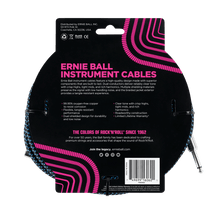 Charger l'image dans la galerie, ERNIE BALL 25' BRAIDED STRAIGHT / ANGLE INSTRUMENT CABLE - BLACK / BLUE P06060-(6710048915650)