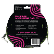 Charger l'image dans la galerie, ERNIE BALL 18' BRAIDED STRAIGHT / ANGLE INSTRUMENT CABLE - BLACK / GREEN P06082-(6704898048194)