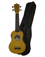 Charger l'image dans la galerie, Hula Beach USA soprano ukulele with basswood body, rosewood fingerboard, geared tuners, and black nylon gig bag