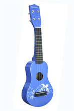 Charger l'image dans la galerie, Blue HAWAII Children Soprano Ukulele with Hawaiian design and wood soundboard.