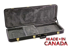 Charger l'image dans la galerie, Hardshell rectangle electric guitar case with plush interior, heavy vinyl exterior, metal fasteners, and accessory compartments.