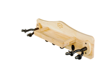 Load image into Gallery viewer, GUITTO Guitar Accessories Wall Hanger Shelf Wood Guitar Wall Mount with 4 Hooks and 2 Racks Holder for Acoustic and Electric Guitar, Bass, Ukulele, Mandolin, Violin, Banjo (GGS-10)
