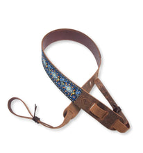 Charger l'image dans la galerie, DEERING S-RETRO-EO RETRO LEATHER CRADLE BANJO STRAP - FLORAL BLUE
