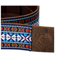 Charger l'image dans la galerie, DEERING S-RETRO-EH RETRO LEATHER CRADLE BANJO STRAP - TRIBAL BLUE
