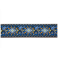 Charger l'image dans la galerie, DEERING S-RETRO-EO RETRO LEATHER CRADLE BANJO STRAP - FLORAL BLUE
