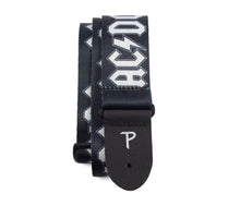 Charger l'image dans la galerie, OFFICIAL LICENSING AC/DC WHITE LOGO ON BLACK POLYESTER GUITAR STRAP.
