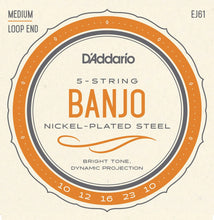 Charger l'image dans la galerie, D'Addario EJ61 5-String Banjo Strings - Medium, 10-23
