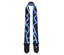 Load image into Gallery viewer, 2” BLUE LIGHTNING BOLT DESIGN ON POLYESTER GUITAR STRAP
