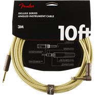 Charger l'image dans la galerie, FENDER DELUXE SERIES, STRAIGHT/ANGLE, 10 FOOT YELLOW AND BROWN TWEED INSTRUMENT CABLE
