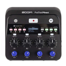 Charger l'image dans la galerie, Zoom ZOOM-INT-ZP4NEXT PodTrak P4next podcast recorder with 4 XLR inputs, AI noise reduction, tone shaping, voice compression, and four sound pads in compact design
