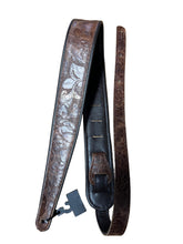 Load image into Gallery viewer, Godin Brown Embossed Leather Felt Padded Guitar Strap 052875

