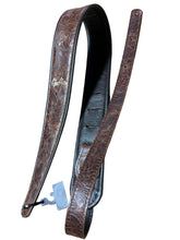 Load image into Gallery viewer, Godin Brown Embossed Leather Felt Padded Guitar Strap 052875
