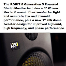 Charger l'image dans la galerie, KRK RP8-G5 Rokit Generation 5 Active Studio Monitors - 8" (NEW!) with Protective Speaker Grills (SINGLE)
