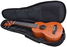 Load image into Gallery viewer, Black smooth 25mm padded gig bag for tenor ukulele with adjustable backpack straps and accessory pocket
