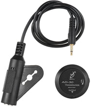 Charger l'image dans la galerie, Pickup AD-30 Mini transducteur de microphone de contact piézo-électrique avec prise de sortie 1/7 pince à ongles pour guitare folk classique acoustique violon ukulélé 

