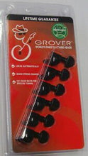 Charger l'image dans la galerie, Grover 505BC6 Mini Roto-Grip Locking Rotomatics - Mécaniques pour guitare, 6 en ligne, côté basse (gauche) - Noir chromé

