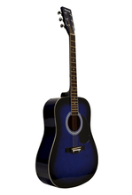 Charger l'image dans la galerie, Huntington USA Dreadnought Guitar full-size blue steel string acoustic guitar with gloss finish and maple fingerboard
