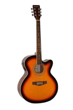 Charger l'image dans la galerie, Glen Burton USA 6 string jumbo acoustic electric guitar with cutaway, spruce top, sapele back and sides, mahogany neck, rosewood fingerboard, and 5 band EQ tuner.
